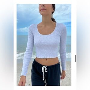 Brandy Melville Light Gray Ribbed Tee. McKenna crop top. Small.